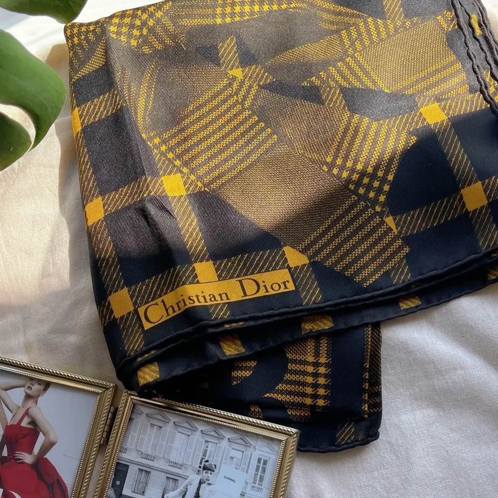 Christian Dior Vintage Silk Scarf in retro print